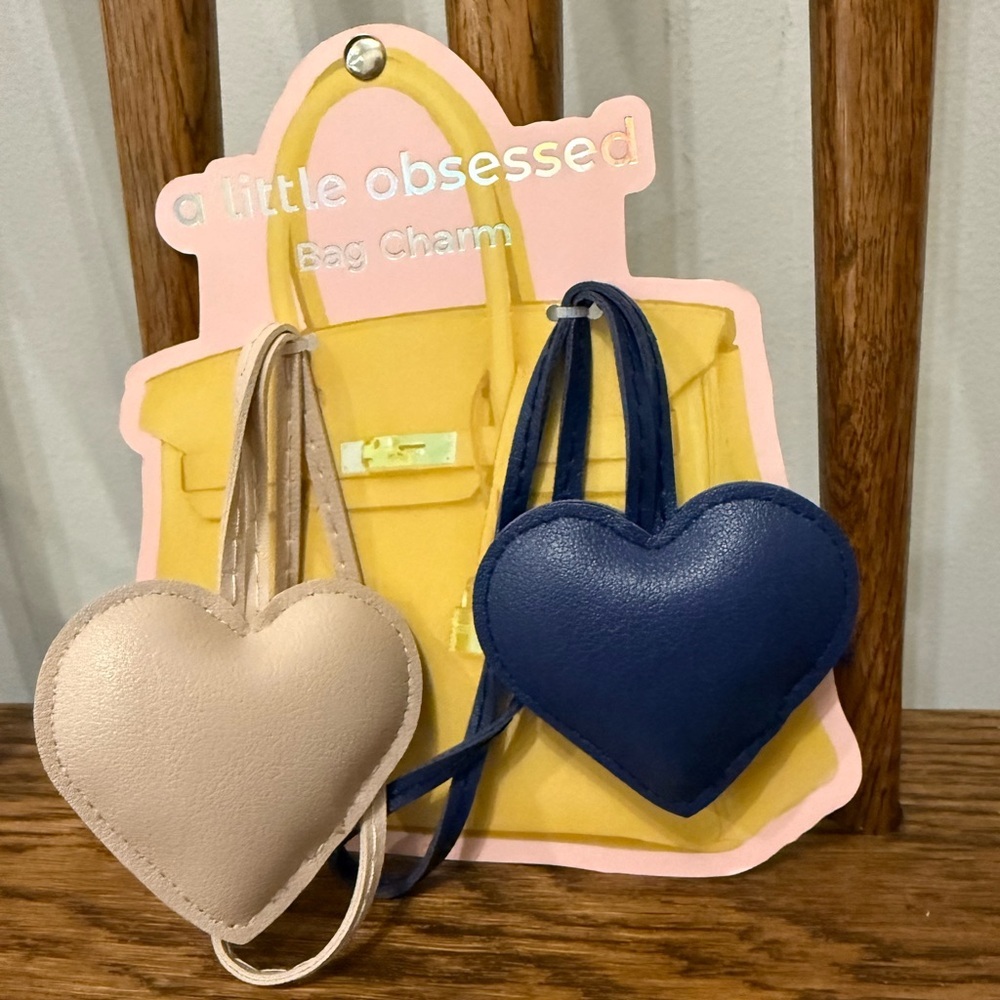 Heart Bag Charms Pink and Navy NWT